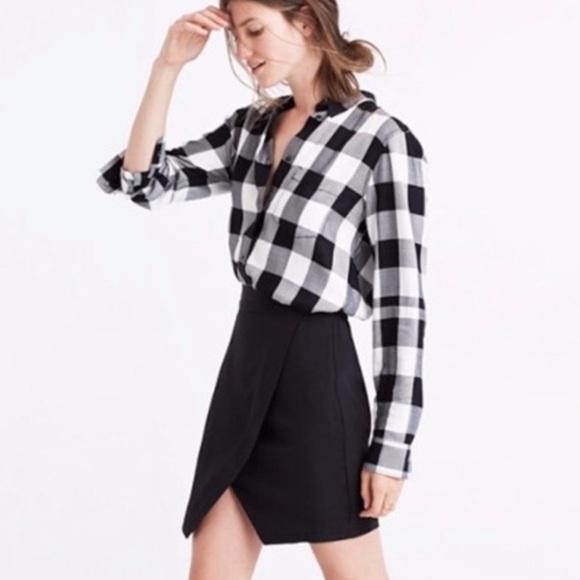 MADEWELL | Size L 100% Silk Mini Skirt Crossover Black - Picture 2 of 8